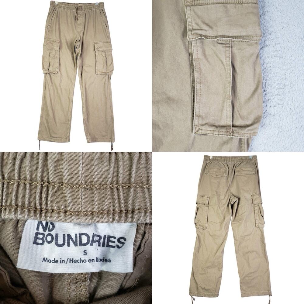 No Boundaries Y2K Cargo Pants Men's Small Tan Pockets Wide Leg Skate Rave 30